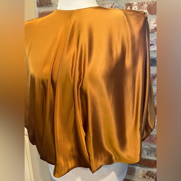 AMANDA UPRICHARD Odessa Silk Top In Antique Bronze | size XS - Picture 2 of 14